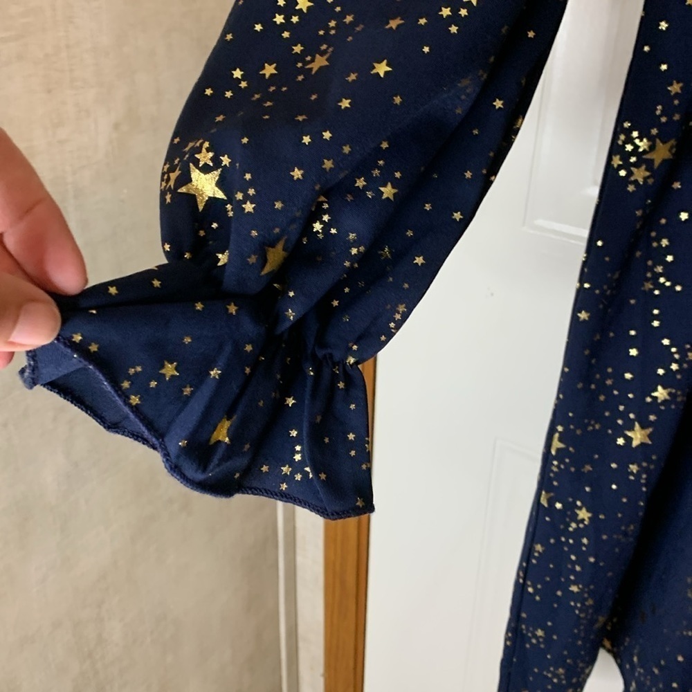 SHEIN navy blue with gold stars faux wrap dress size 1XL - Picture 6 of 7